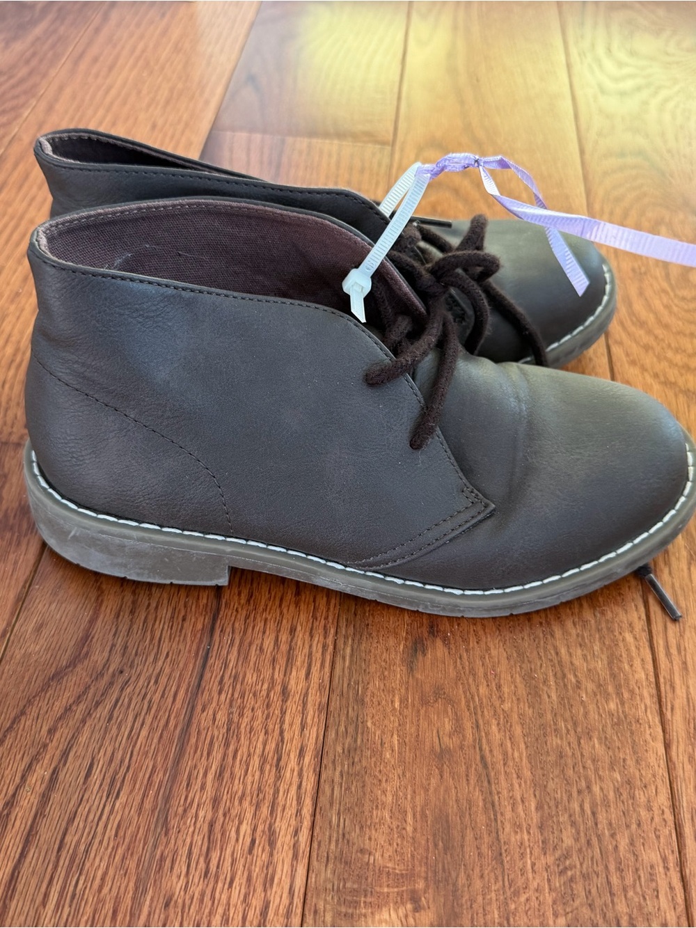 The Children's Place Brown Kids Leather Lace-Up Boots